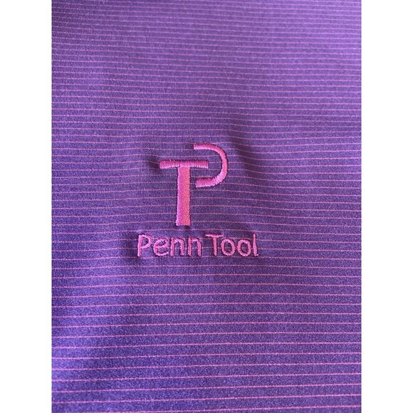 Peter Millar Summer Comfort Golf Polo Penn Tool Shirt 2XL Purple Stripe Stretch - Picture 10 of 12